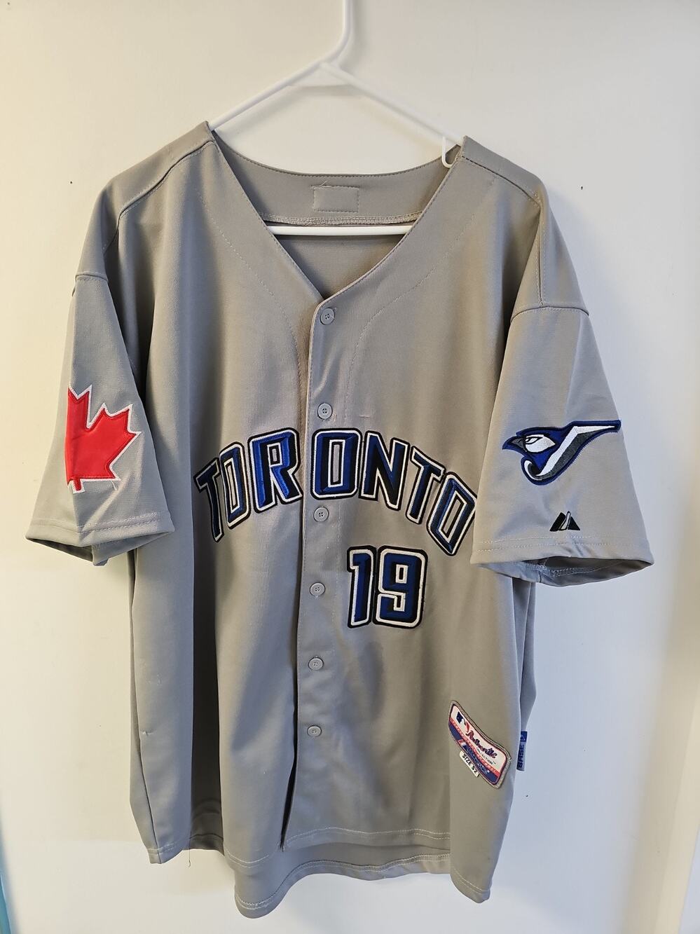 Majestic Toronto Blue Jays Jose Bautista #19 Authentic Gray Jersey Sz 52